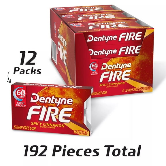 Dentyne Fire Spicy Cinnamon Gum, 16 Pieces, 12-count