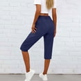 thumbnail image 5 of SBYOJLPB Fashion Capris Pants for Women Casual High Waist Loose Pocket Straight Solid Capris Cropped Trousers, 5 of 7
