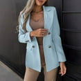 thumbnail image 6 of Blmnix Blue Casual Jackets for Women Blazer Long Sleeve Solid Work Long Suit Teens Tops Fall, 6 of 9