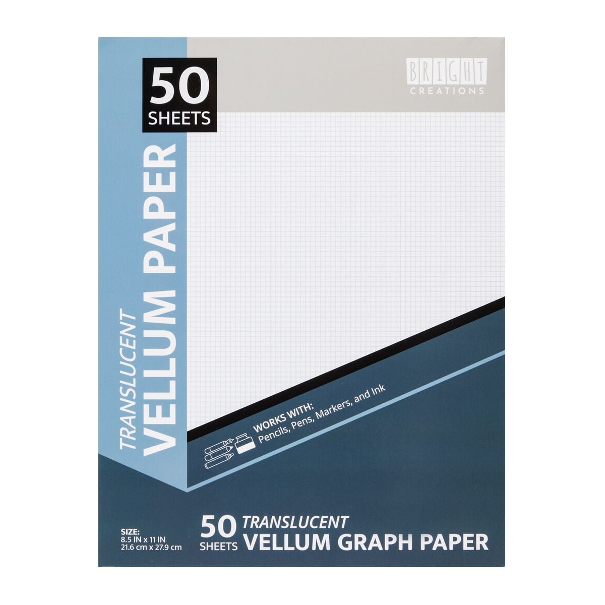 50 sheets vellum graph paper pad for tracing translucent printable grid sheet 8 5 x 11 in walmart com