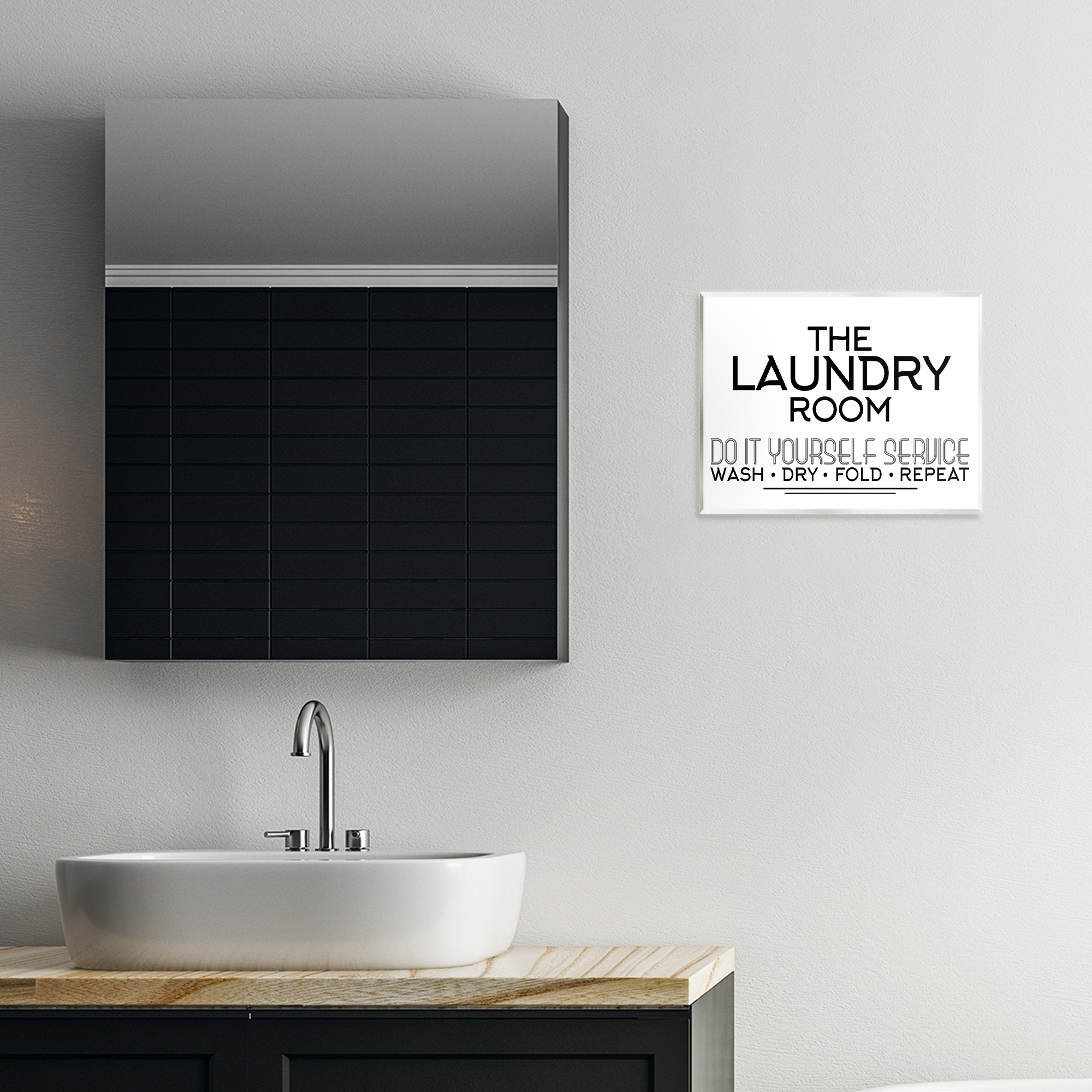 Do It Yourself Laundry Minimal Wall Plaque Art, design by Kim Allen