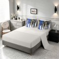 thumbnail image 4 of Manfei Contemporary Abstract Brush Twin Bedding, Blue Black Gold Ombre Bedding Comforter Set, Gray Reversible 7 Pieces, 4 of 6