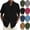 #02 Black, variant on Short Sleeve Button Down Shirts for Men Mandarin Collar Cotton Linen Tops Lightweight Slim Fit Casual Summer Daily Wear ,XXL,Blue