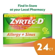 Zyrtec-D 12 Hour Allergy Relief & Nasal Decongestant Tablets, 24 Ct