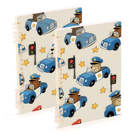 joogoo Spiral Journal Notebook Bear Driving Car College Ruled Notebooks 8.3" x 5.7" 2 PCs