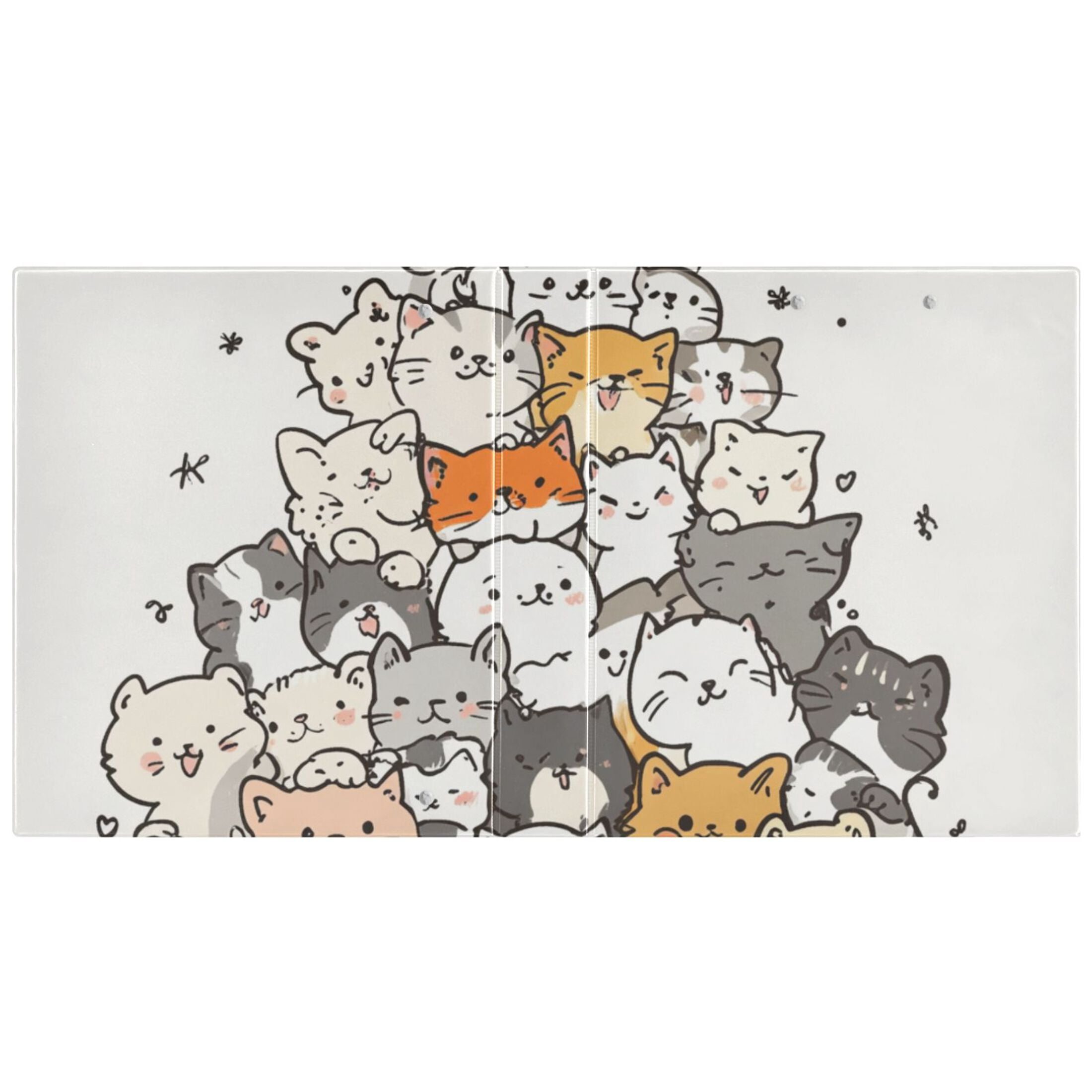 Christmas Tree Cats 3 Ring Binders 1.5 inch Hardcover File Folders with Interior Pockets A4 Size Organizer for School Office Hospital