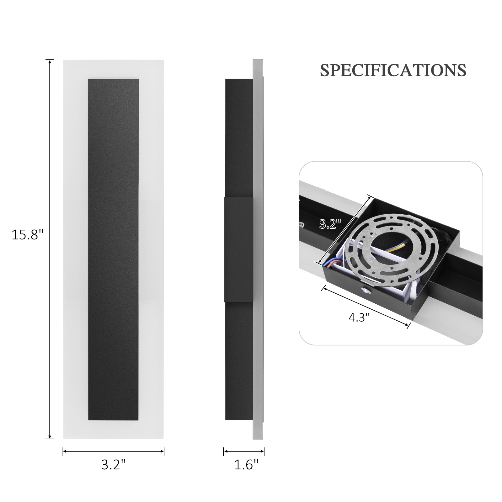 Modern Outdoor Wall Light Exterior Lighting Fixtures LED Linear IP65 Waterproof Wall Lamps Outdoor Wall Sconces Lighting for Porch Patio Garage Yard IP65 Waterproof, 3000K 11W 363LM, 15.8 Inch