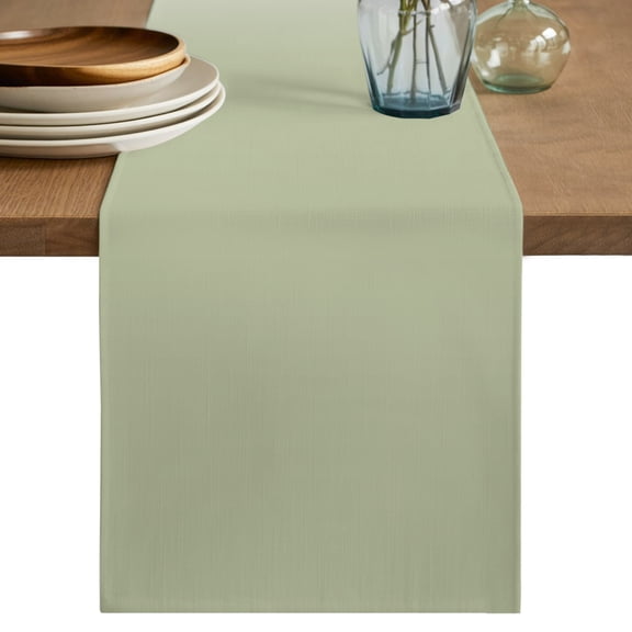 Sage Green Ombre Table Runner 48 Inches Long,Aesthetics Modern Abstract Art Gradient Cotton Linen Table Runners Dresser Scarves,Fabric Tabletop Scarf Furniture Cover for Home Dinner Party 13"x48"