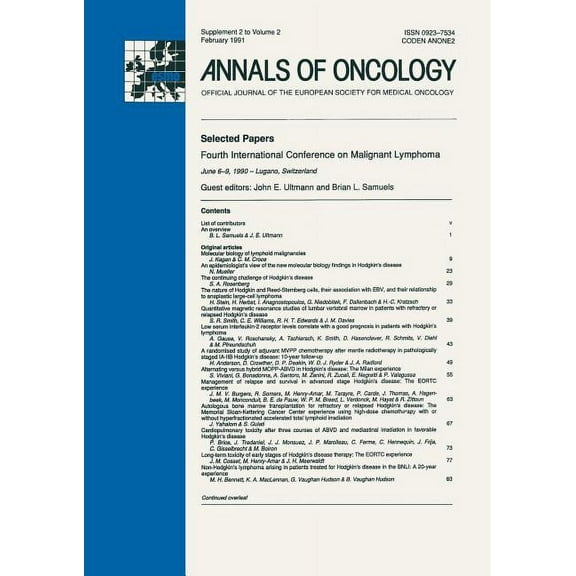 Annals of Oncology: Official Journal of the European Society for Medical Oncology, (Paperback)