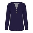 thumbnail image 5 of Women's T-Shirts Fashion Casual Long Sleeve Button Solid Color Top Shirt & Blouse Polyester Spandex Blend 1Pc Top Size S-3XL Oversized Tshirts For Women, 5 of 7