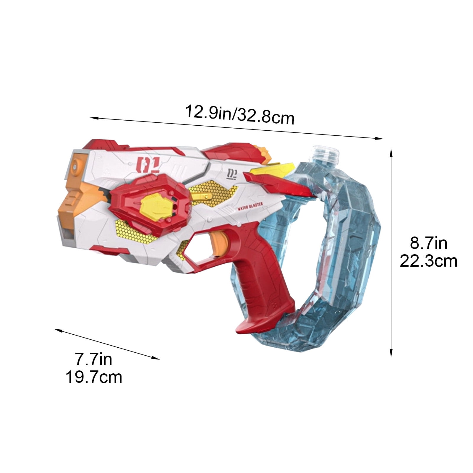 Power Ring Electric Water Guns with Mechanical Linkage Transformation Cool LED Light Effects Large Capacity Fully Automatic Continuous Splashes Blasters