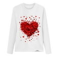 thumbnail image 4 of Cute Heart Tshirt for Womens Valentine's Day Long Sleeve Crewneck Tops Comfy Basic Tee Holiday Top, 4 of 4
