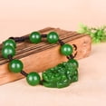 thumbnail image 4 of Pixiu Bracelet Green Beads Unisex Lucky Charm Wealth Protection Jewelry Adjustable Feng Shui Accessory for Men and Women, 4 of 6