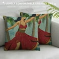 thumbnail image 3 of Creowell  Hawaiian Hula Girl Throw Pillow Cover Hawaii Dance On Beach Tropical Palm Ocean Nature Pillow Case Decorative Men Women Boy Girl Room Cushion Cover for Home Couch White, 3 of 5