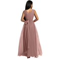 thumbnail image 3 of Vestido largo de dama de honor con cuello en V para mujer, vestido de baile de graduación, fiesta de noche, cóctel, vestidos largos divididos, 3 of 4