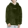 thumbnail image 3 of CFLVAEK Fuzzy Fleece Lined Hoodies for Men Thermal Winter Hoodie Pullovers Casual Long Sleeve Hooded Loungewear with Pockets Army Green XXXL, 3 of 7