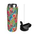 thumbnail image 2 of Honeii Peacock Feathers And Flowers Print 18 oz Insulated Water Bottle with Straw Lid, Stainless Steel Sports Water Bottles, Double Walled Vacuum, Leak Proof, 2 of 8