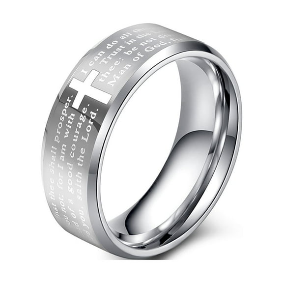 GY Cross Bible Ring 8mm Tungsten Carbide Ring for Men Wedding Band Man Ring