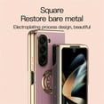 thumbnail image 6 of Case for Samsung Galaxy Z Fold 5 Case with Ring Stand [360° Rotatable Ring Holder Magnetic Kickstand][Support Car Mount] Plating Rose Gold Edge Soft Flexible TPU Luxury Phone Case Cover, Purple, 6 of 11