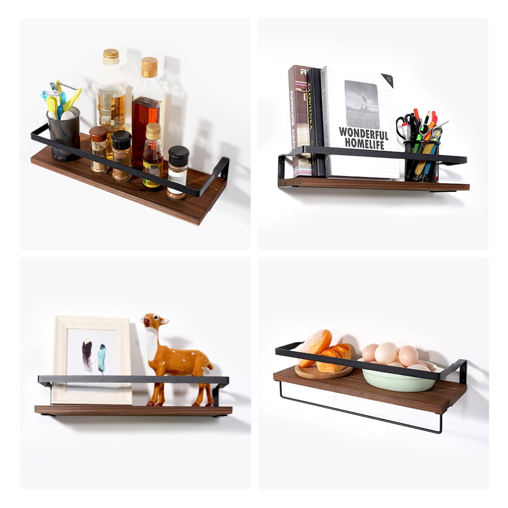Uten Floating Shelves, Floating Shelf Decor Rustic Wall Shelving, Dark Brown, Set of 2