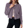 thumbnail image 3 of Women's Long Sleeve Button Down Cropped Knit Cardigan,Casual Short Sweater Jacket, 3 of 6
