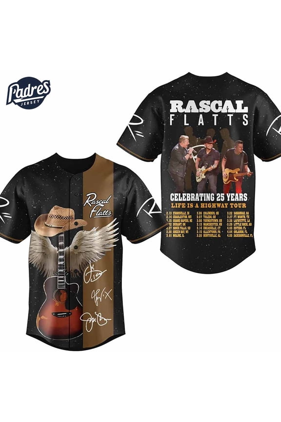 Rascal Flatts Celebrate 25 Years Life Is A Highway Tour Baseball Jersey