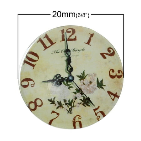Anniversary Clock Glass Dome Sexy Sparkles 5 Pcs Round Flatback Glass Dome Cabochon Embellishment with Design 20mm(6/8