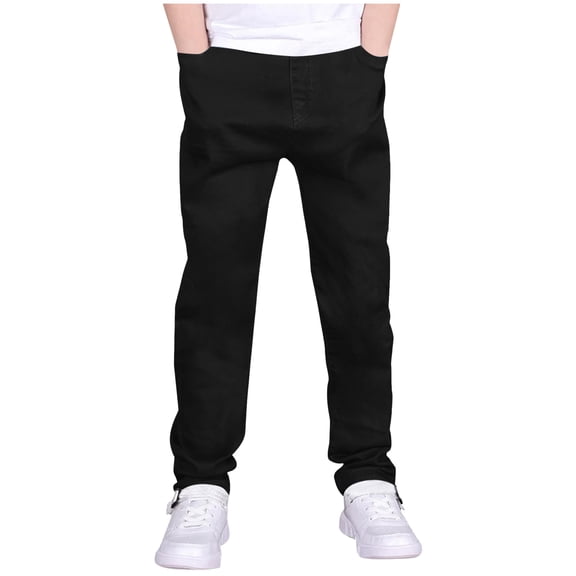Boys Uniform Pants Navy Boy's Corduroy School Uniform Pants Baggy Straight Leg Pull on Pants Casual Drawstring Joggers with Pocket