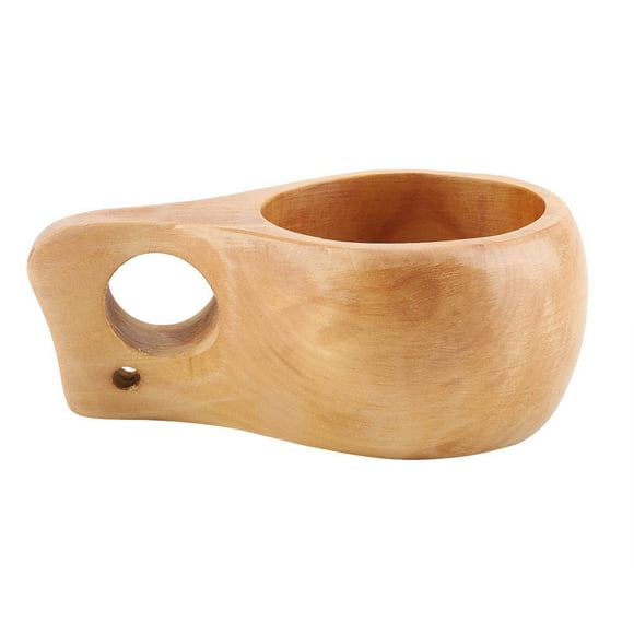 Taza de madera para té y café, portátil, para exteriores, de madera natural, con asa (n.° 2)