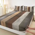 thumbnail image 4 of Homewish Vintage Stripes Queen Sheets,Abstract Grunge Queen Sheet Sets,Brown,4-Piece,1 Flat Sheet, 1 Fitted Sheet and 2 Pillowcases, 4 of 6