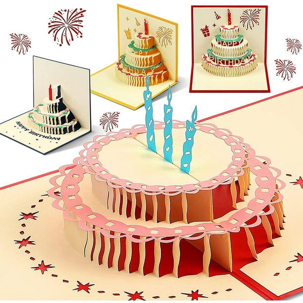 Carte Anniversaire 3D, Carte Pop Up Anniversaire, Carte d'Anniversaire Pop- Up Double Couches Gâteau avec Enveloppe, Carte de Voeux pour Famille, Amis,  Enfants, Amoureux : : Fournitures de bureau