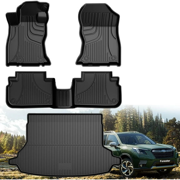 AOMSAZTO Car Floor Mats & Cargo Liner for 2019-2024 Subaru Forester Row Trunk Mat Full Set TPE All Weather Protection