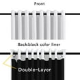 thumbnail image 3 of Flamingop Full Blackout White Wide Patio Door Curtains Faux Silk Satin With Black Liner Thermal Insulated Room Divider Window Treatment Panels, Grommet Top (100 X 84 Inch, One Panel), 3 of 4