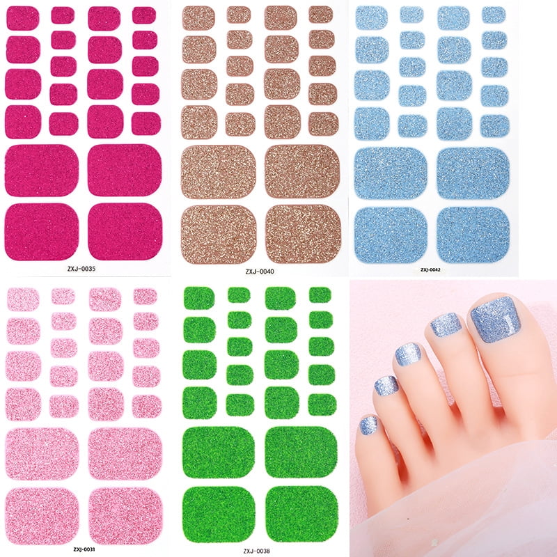14PCS Summer Foot Stickers Nail Art Stickers Waterproof Solid Color Onion Pink Internet Celebrity Nail Stickers Toe Nail Art Stickers