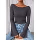 thumbnail image 5 of Camiseta PRETTYGARDEN Otoño 2025 Crop Top de Manga Campana en Gris Oscuro M, 5 of 8