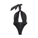 thumbnail image 5 of Conjunto de bikini de cuello alto para mujer Traje de baño de dos piezas Criss Cross Bandage Traje de baño XBTCLXEBCO Negro, CH, 5 of 6