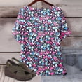 thumbnail image 5 of QTOCIO Hauts Décontractés pour Femmes, Hauts d'Été pour Femmes, Blouse à Manches Courtes Imprimée Mode pour Femmes, T-Shirt Col Rond, 5 of 5