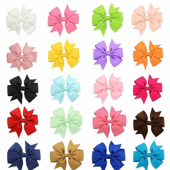 Stcellnmex 20 Pcs 3 Inch Hair Bows Alligator Clip Grosgrain Ribbon Hair Accessories Assorted Colors
