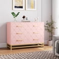thumbnail image 5 of KTENME 2025 New Wood 6 Drawer Dresser, Modern Chest with Wide Storage for Bedroom, Living Room, 5 of 7