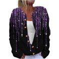 thumbnail image 2 of Cárdigan de mujer, cárdigan de manga larga, ahuecado, color sólido, chaqueta informal, parte superior de poliéster para mujer, 2 of 5