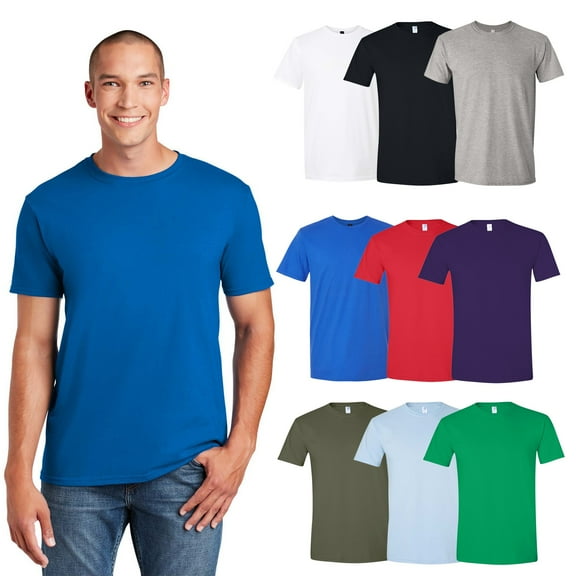 Gildan Softstyle Short Sleeve Men's T-Shirt, Crewneck Assorted 9 Pack Mix Bulk Tee, 100 Cotton, L