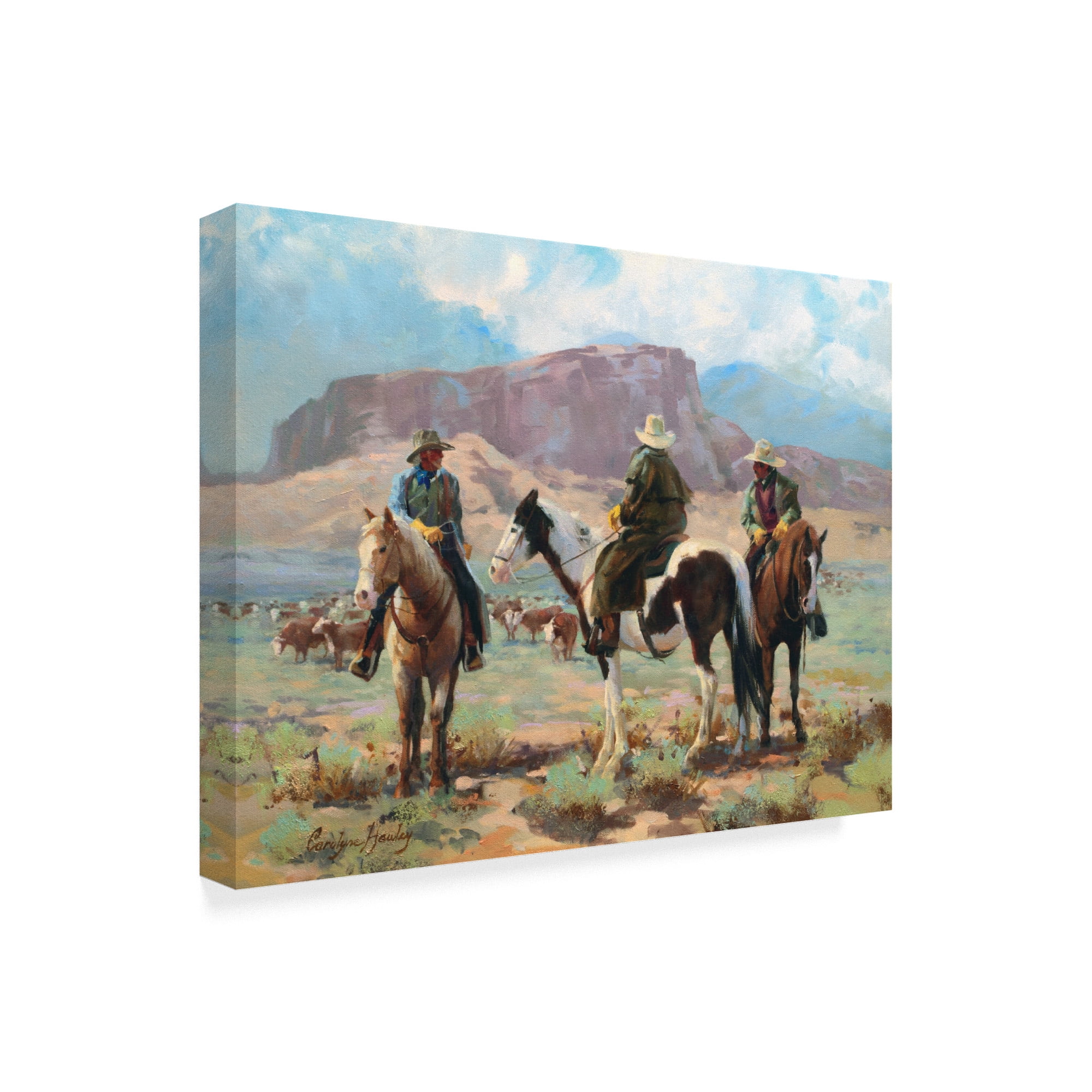 Trademark Fine Art 'Three Cowboys' Canvas Art by Carolyne Hawley