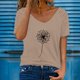 thumbnail image 2 of Gibobby Camiseta de Manga Corta con Cuello en V Camiseta holgada informal manga corta con estampado cuello en V a la moda para mujer(Caqui,G), 2 of 4