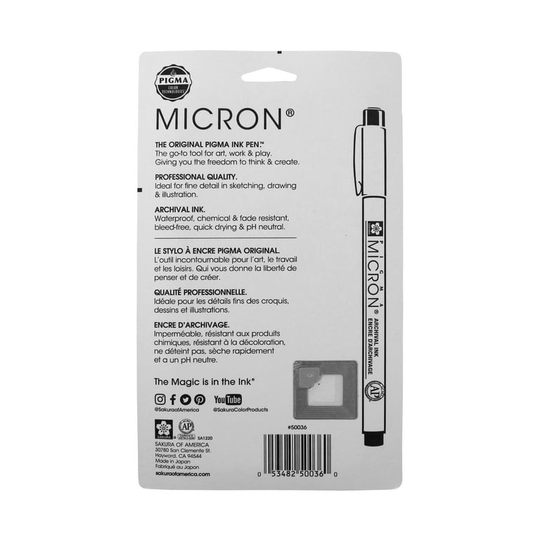 Sakura Pigma Micron Pen - Extra Fine & Fine Line - Black - 6 Pen Set