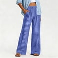 thumbnail image 5 of Women's Casual Plaid Pants With Elastic Waist And Pockets For A Loose Straight Leg Fit, 5 of 7