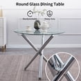 thumbnail image 3 of Glass Dining Table, Kitchen Table with Metal Legs, Kitchen Table for Restaurant/Dining Room, 3 of 15