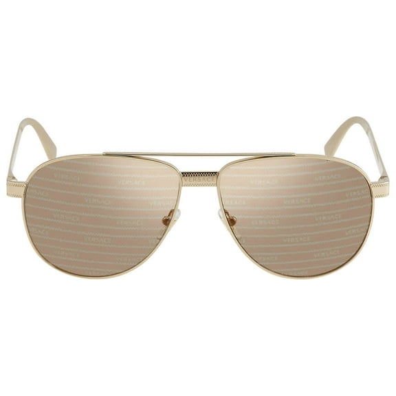Versace Brown Tampo Versace Silver Gold Pilot Men's Sunglasses VE2209 1252V3 58