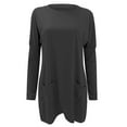 thumbnail image 4 of YEJIMAN Long Sleeve T-shirt, Black Shirt Women Trendy, Full Size Pocketed Round Neck Long Sleeve T Shirt Women's Spring and Autumn Pocket Round Neck Long Sleeve T Shirt Casual Loose Top, Big & Tall, 4 of 5