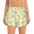thumbnail image 2 of Xecao's Tree Palms Lemon for a double-layer running short for women, perfect for gym, tennis, and more, featuring a convenient pocket., 2 of 9