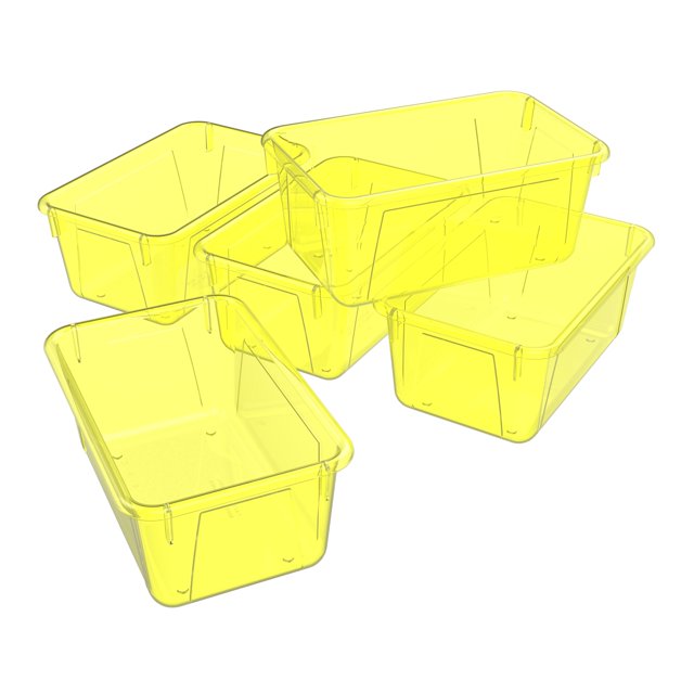 Storex Small Cubby Bin, Tint Yellow, 5-Pack